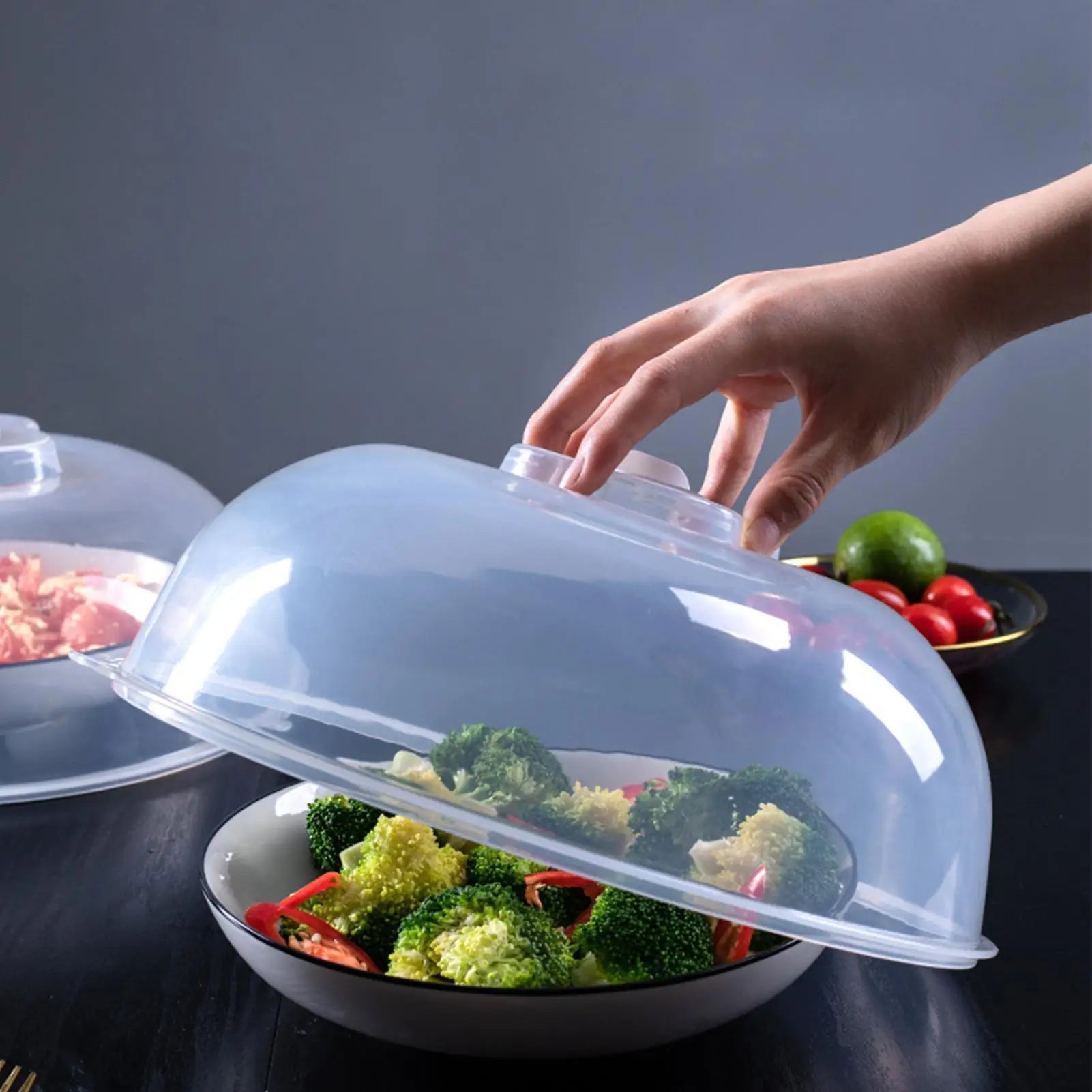 Microwave Oven Heating Cover Food Splash Protector Dustproof and Warm Food Cover Household Food Storage Cover Transparent Cover Oasis Select