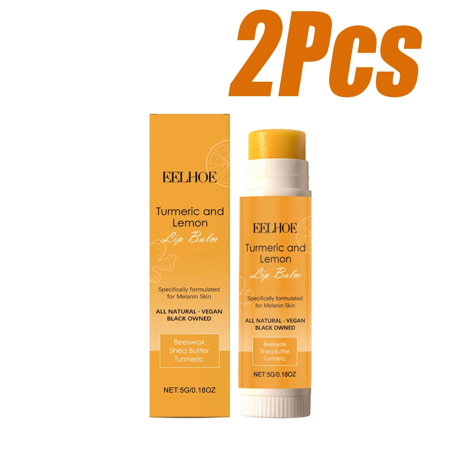 Turmeric Lemon Lip Balm Brightening Moisturizing Softens Lip Skin Protective Lip Care Cream for Dry Chapped Lips Daily Hydrating Oasis Select 2 x 5g Boxed