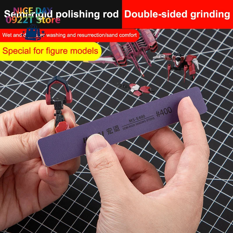 6Pcs MS-E400-1500 Semi-rigid Sanding Sticks Plastic Model Polishing Rod For DIY Assembling Model Build Tools@#X Oasis Select