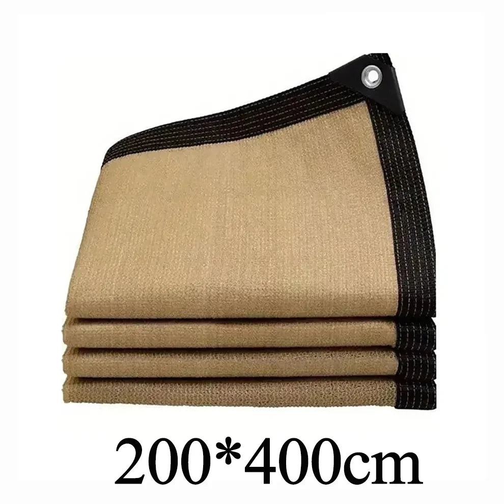 200x 400cm Summer Outdoor Shading Beige Shading Net Wrapped Perforated Shading Cloth Thickened Heat Insulation Net Shading Net Oasis Select 200x400cm
