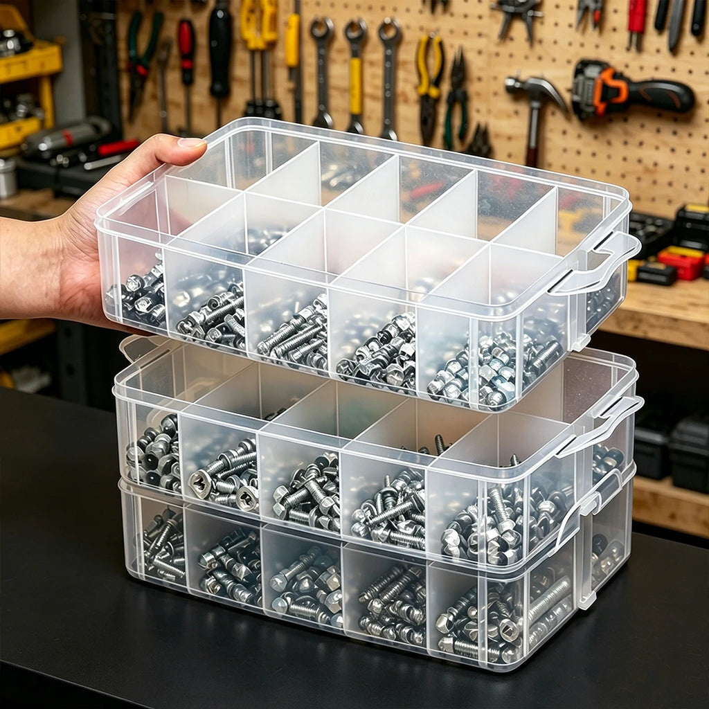 1pc Rectangular Screw Hardware Toolbox Desktop Three-Layer 30 Grid Accessory Classification Box Can Store Screws and Nuts Oasis Select