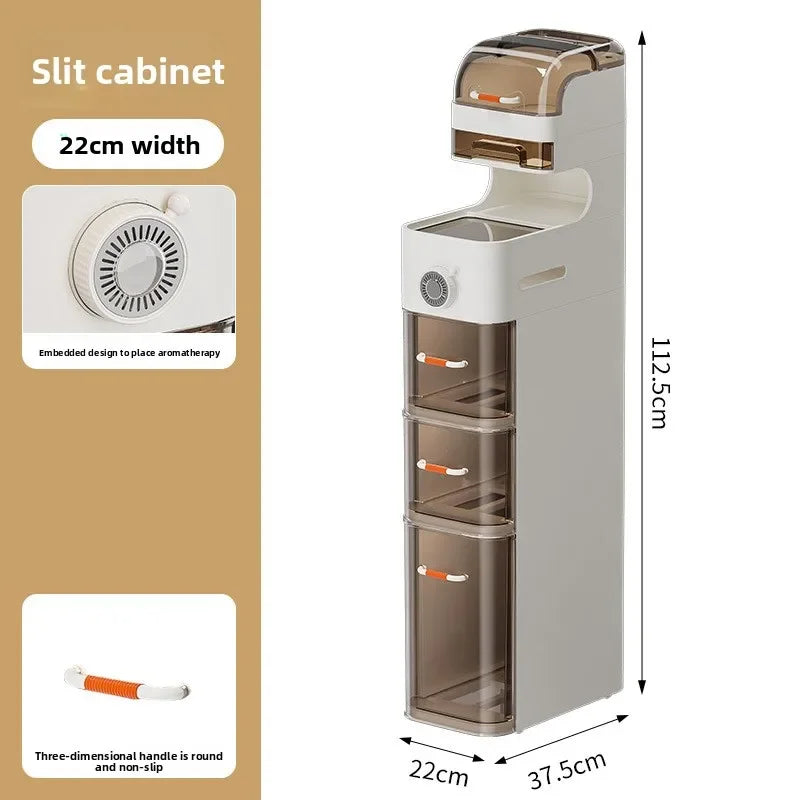 Multi-functional Drawer Type Crevice Cabinet, Kitchen Storage Rack, Bathroom, Narrow Slit With Light, Dust-proof Storage Cabinet Oasis Select 22cm-7-A