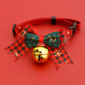 Christmas Pet Collar with Bell Bow Red Green Themed Adjustable Dog Cat Necklace Holiday Party Photo Prop Pet Fashion Oasis Select Red S