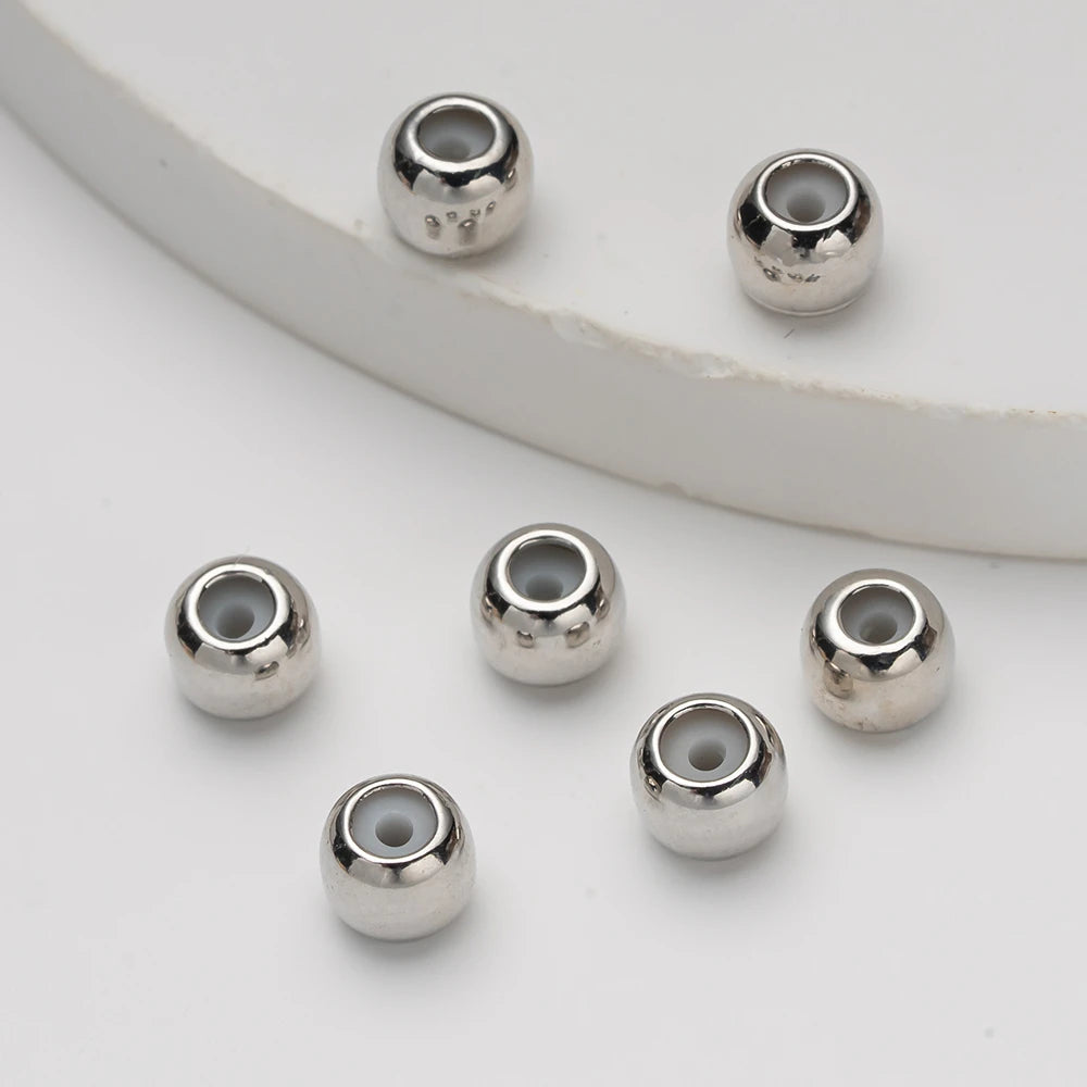 20pcs 3/4/5/6mm 18K Gold Stopper Silicone Slider Brass Beads Adjustable Positioning for DIY Jewelry Bracelet Necklace Making Oasis Select