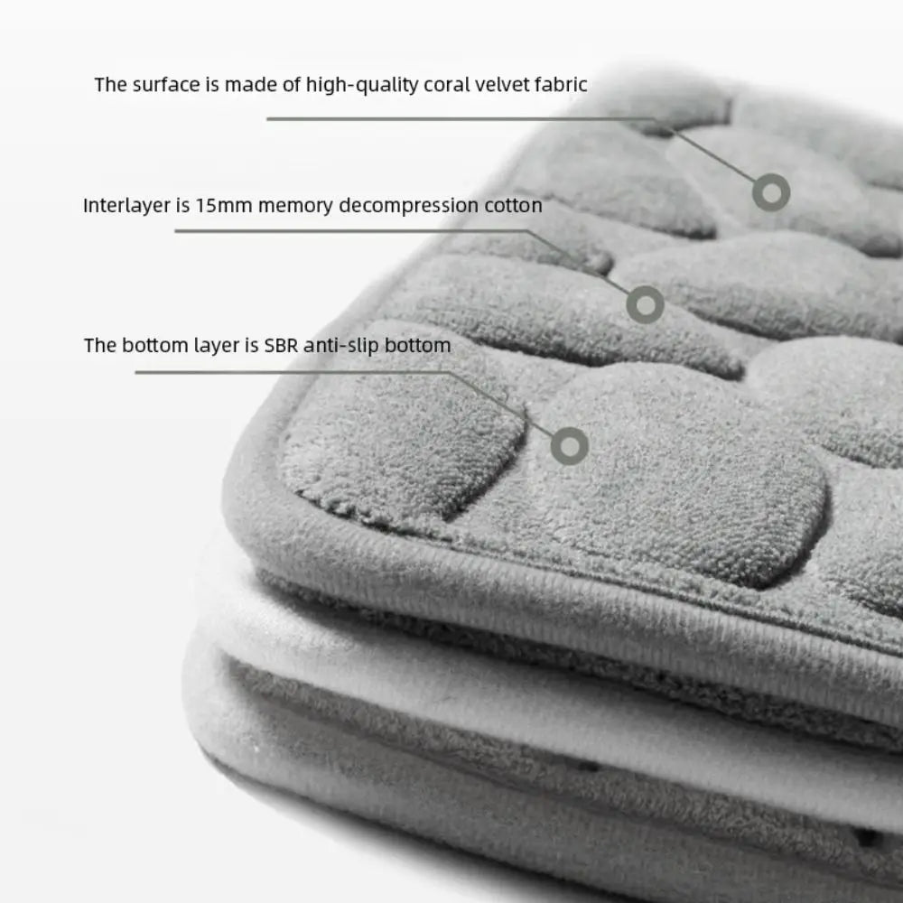 Practical Cobblestone Bath Mat Non-slip Absorbent Shower Doormat Thickened Soft Bathtub Floor Rug Oasis Select