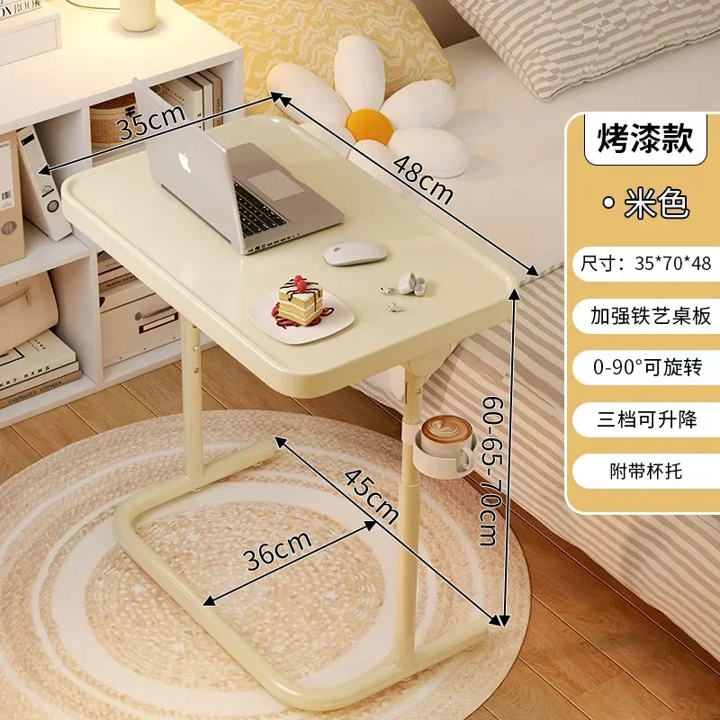 Multi-functional Movable lifting bedside table, home sofa side few, notebook computer table, folding small table, desk Oasis Select TY Beige-A