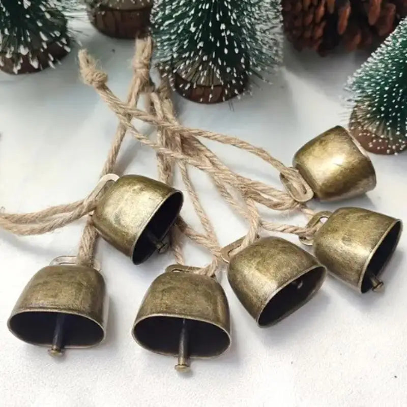 Hot Sale Cow And Sheep Bells Pet Copper Bells Christmas Decoration Jingle Bells With Hemp Rope Loud Bells Xmas Hanging Ornament Oasis Select
