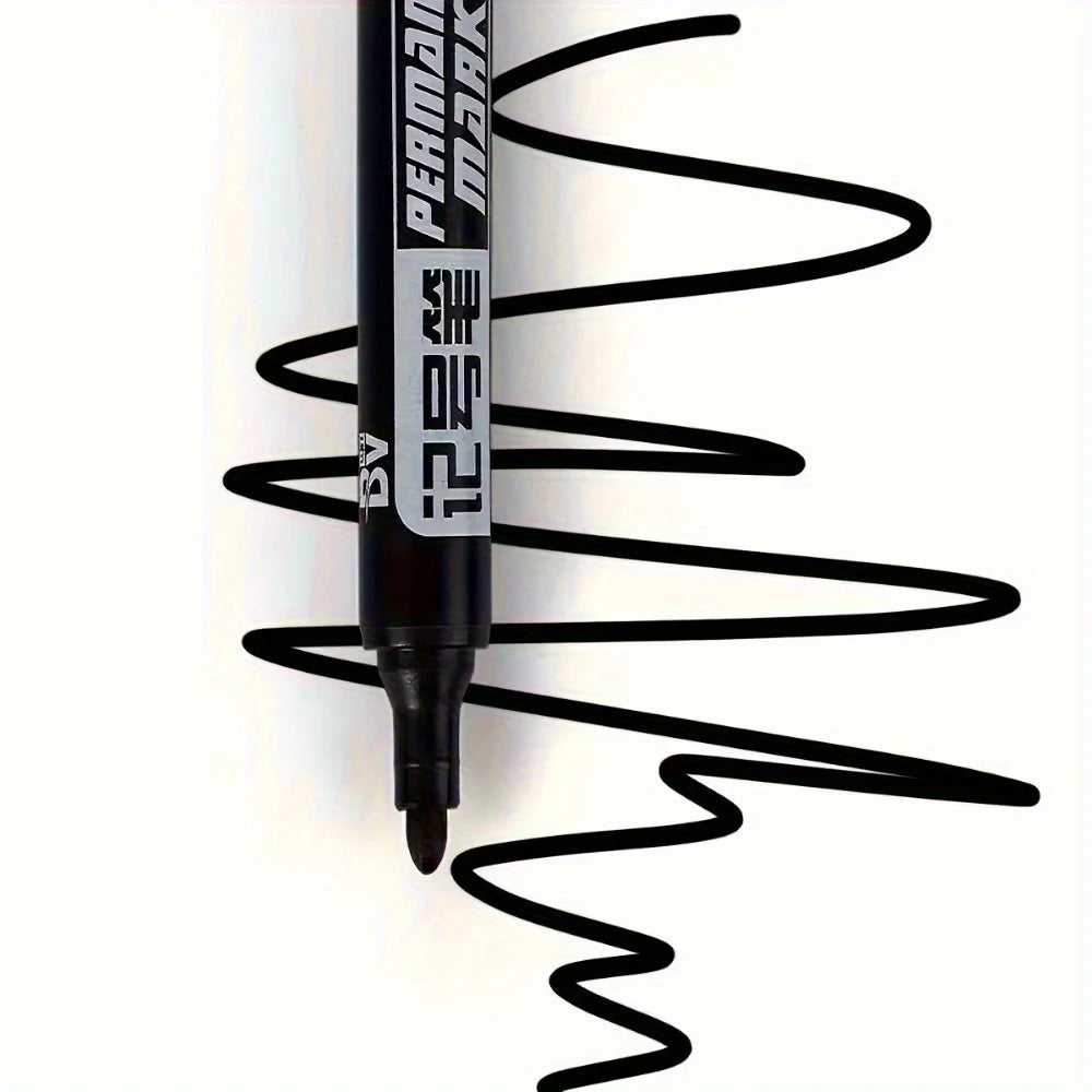 5/10pcs Waterproof Permanent Markers, Large Capacity Black Ink, Oil-Based, Ideal for Office & Marketing Use 마카펜 Oasis Select