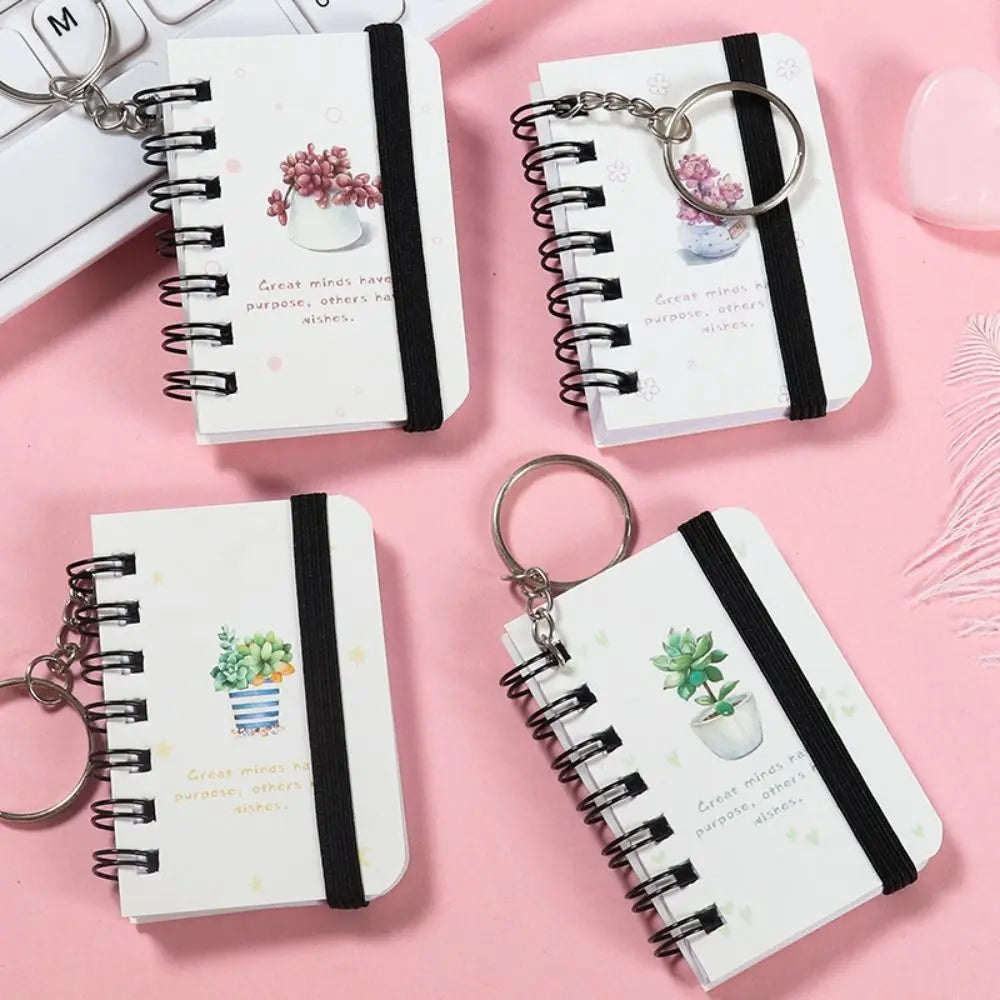 Journal Planner Notebook Keychain Small Book Hanging Mini Notebook Pocket Random Pattern Keychain with Notepad Student Class Oasis Select Plant 1pc