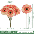 6Pcs Artificial Silk Gerbera Flowers Wedding Bouquet Home Table Hotel Pastoral Decor Floral Arrangement Ornament Oasis Select B