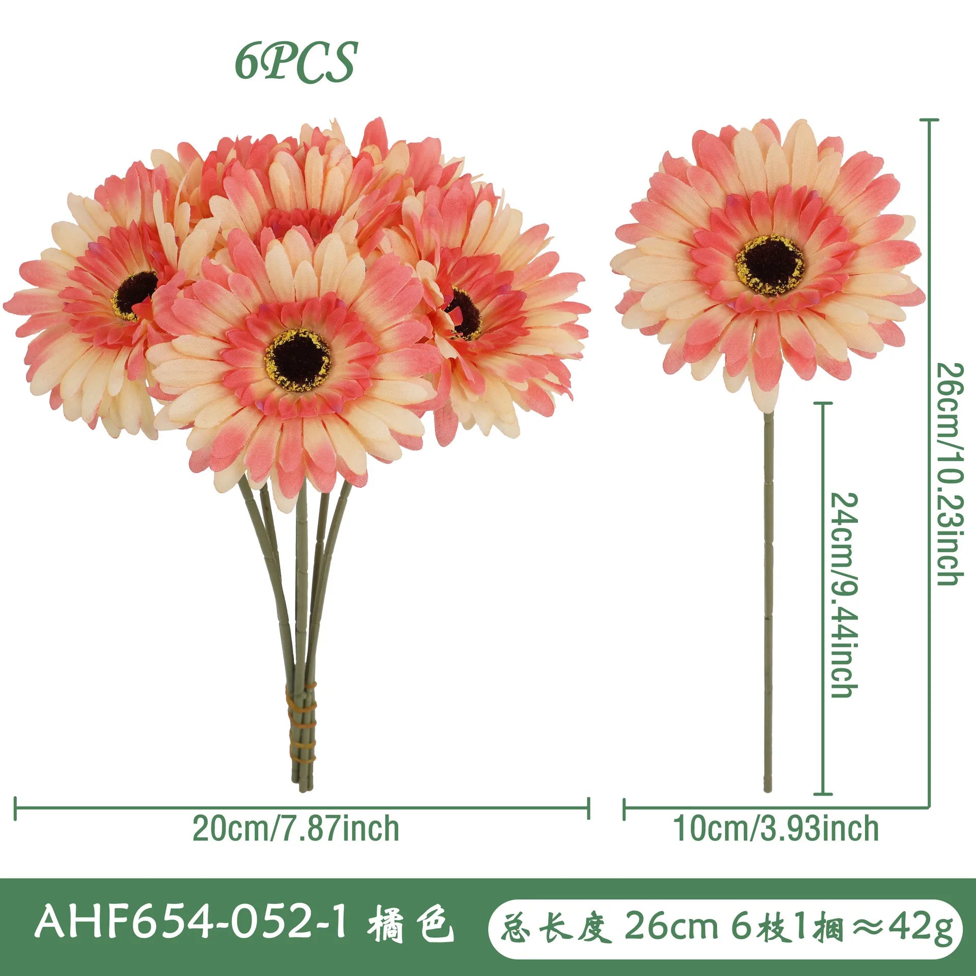 6Pcs Artificial Silk Gerbera Flowers Wedding Bouquet Home Table Hotel Pastoral Decor Floral Arrangement Ornament Oasis Select B