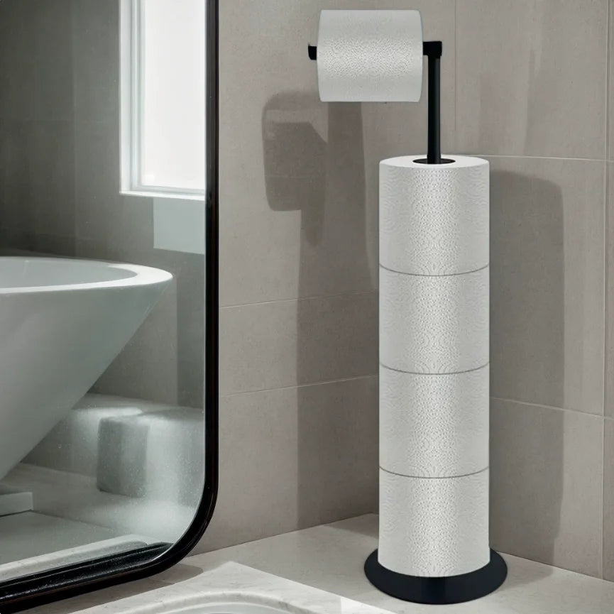 Free Standing Toilet Paper Holder Stainless Steel No Drilling Weighted Stable Base for Bathroom RV ect Oasis Select