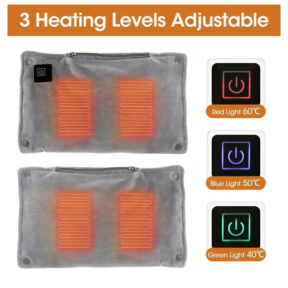 USB Electric Hand Warmer Bag – 3 Heat Levels, Graphene Heated Pad