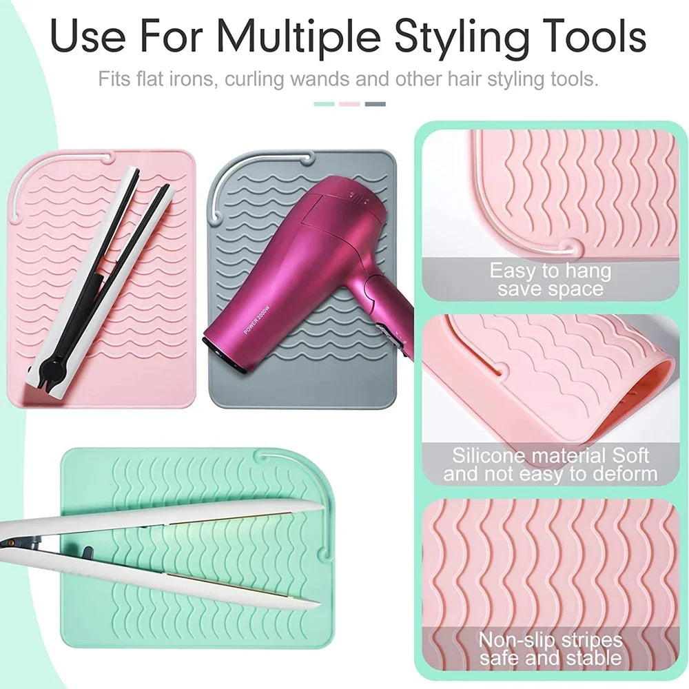 Styling Tools Heat Proof Mat Silicone Pad Anti Slip Portable for Hair Straightener Curling Iron Countertop Protector Oasis Select