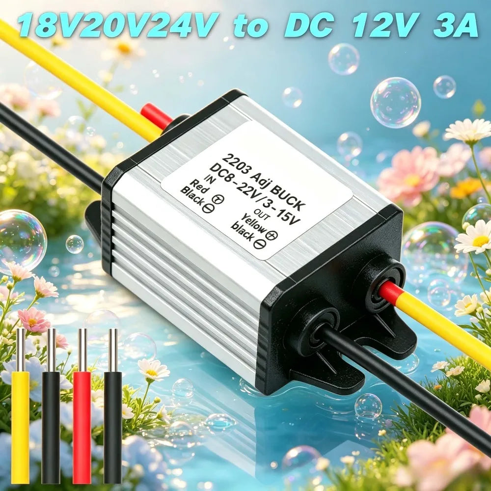 18V20V24V to DC 12V 3A DC DC Regulator Buck Power Converter Supply 8-35V to 3-15V Step Down Waterproof Voltage Converter Buck Oasis Select 8-35V 3-15V