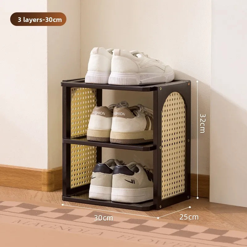 Multi-layer household door Small narrow shoe cabinet Simple and does not take up space Strong and durable Home storage shelf Oasis Select Black three layers