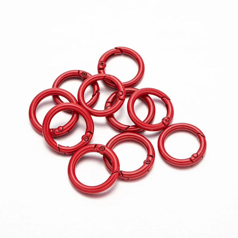 5pcs 20/25/28/33mm Metal O Ring Spring Clasps Round Carabiner Keychain Bag Clips Hook Buckles Connector For DIY Jewelry Making Oasis Select Red Outer Size 25mm