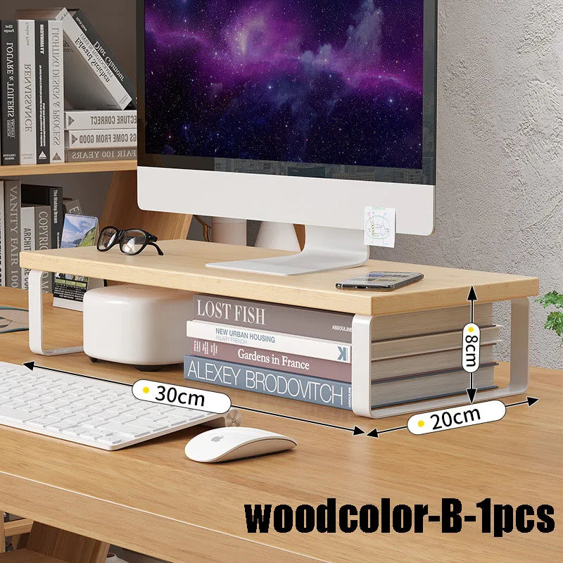 Storage Shelves Organizers Base Lifting Bracket Organizer Storage Rack Computer Table Shelf Multifunction Home Organization Oasis Select woodcolor-B-1pcs