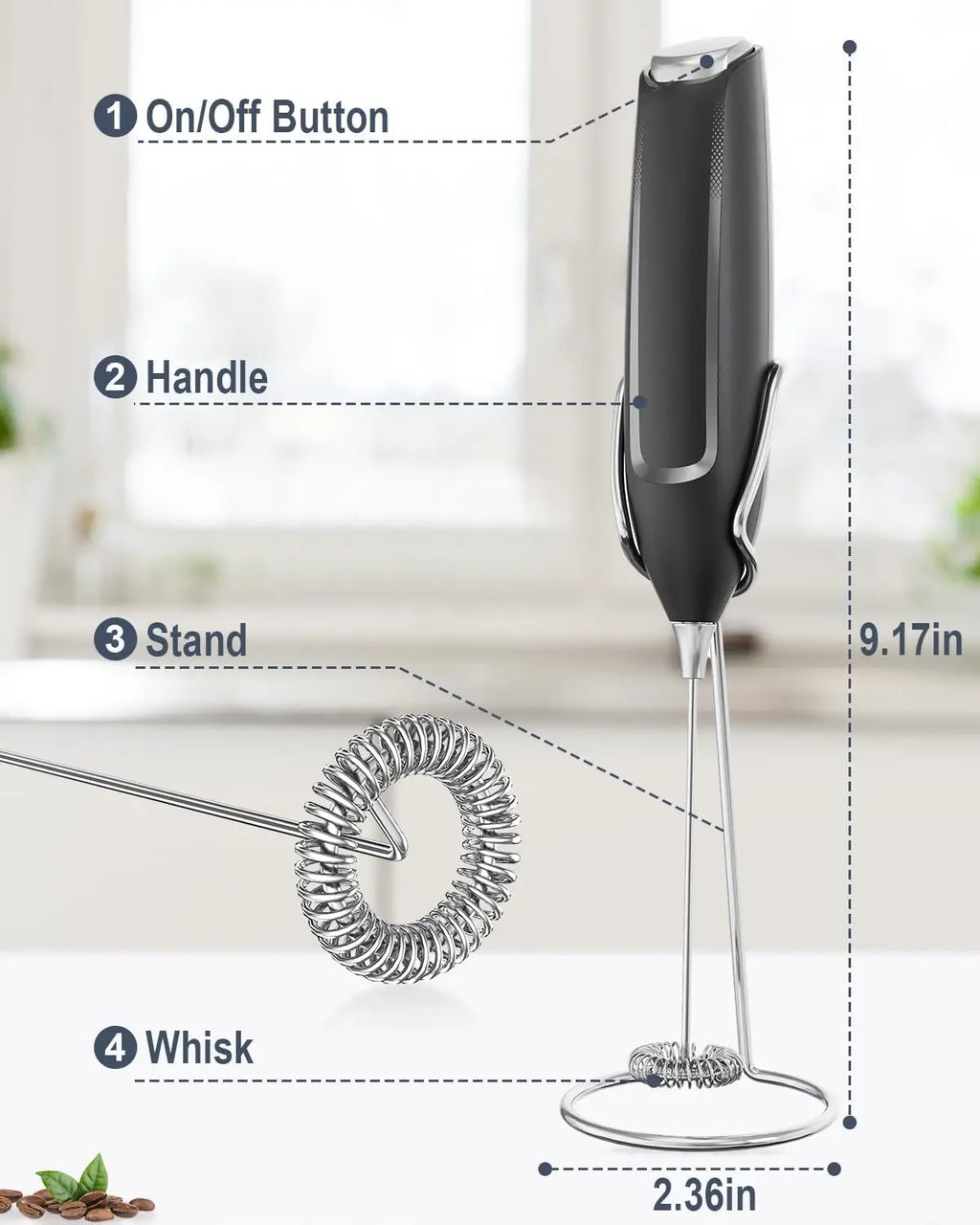Handheld Electric Milk Frother Wand | Coffee Latte Matcha