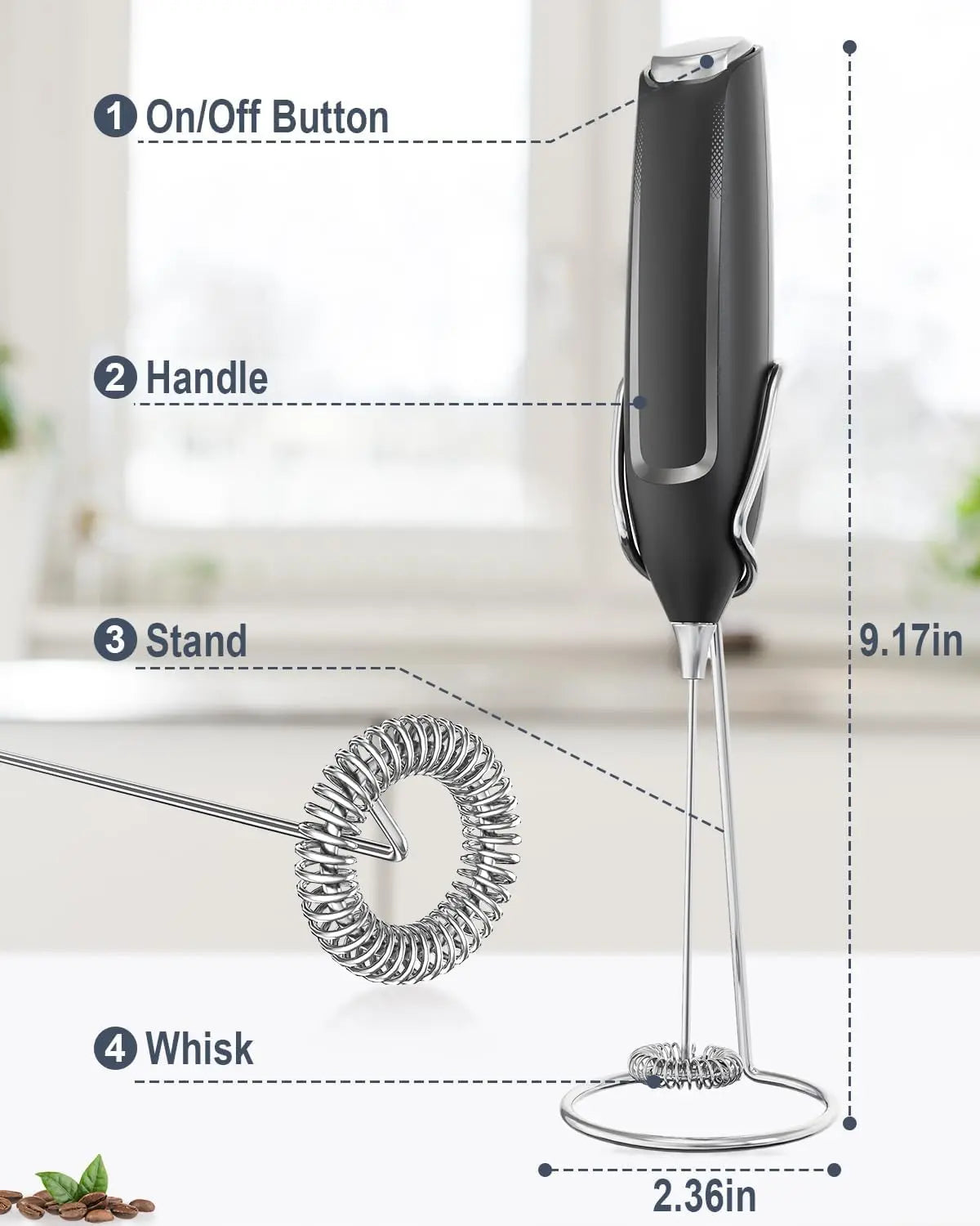Handheld Electric Milk Frother Wand | Coffee Latte Matcha