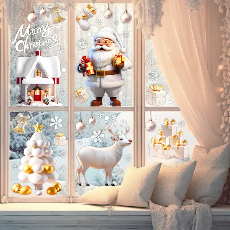 Christmas Snowman Santa Electrostatic Window Decals | 2/4 PCS