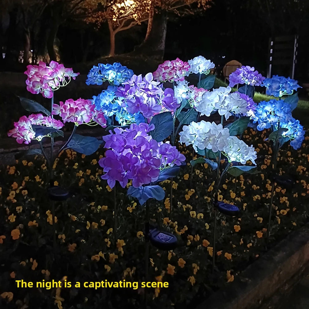 Solar Hydrangea Garden Pathway Lights – IP65 Waterproof Stake