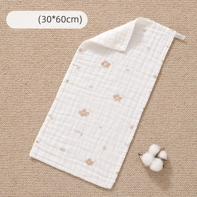 Baby Cotton Muslin Towel Bib Newborn Ultra-Soft Cotton Square Towel Baby-Specific Face Wash Towel Gauze Towel for Children Oasis Select Flower-30x60cm