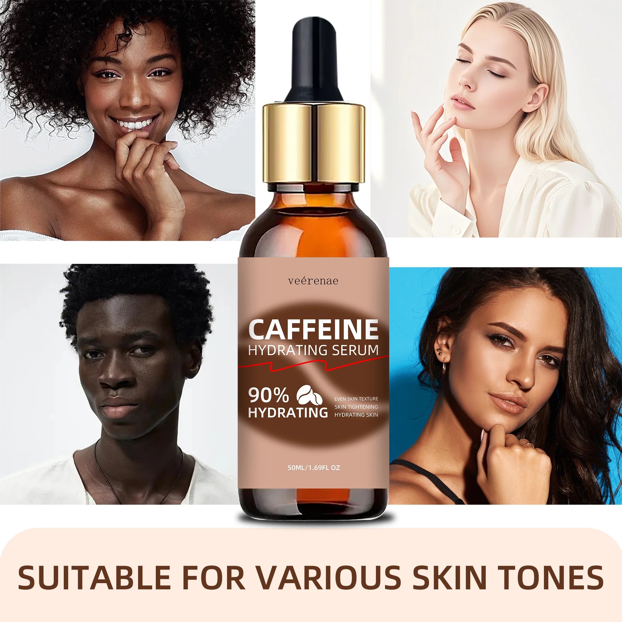 veérenae Caffeine Hydrating Serum – 24H Moisture, Plumping