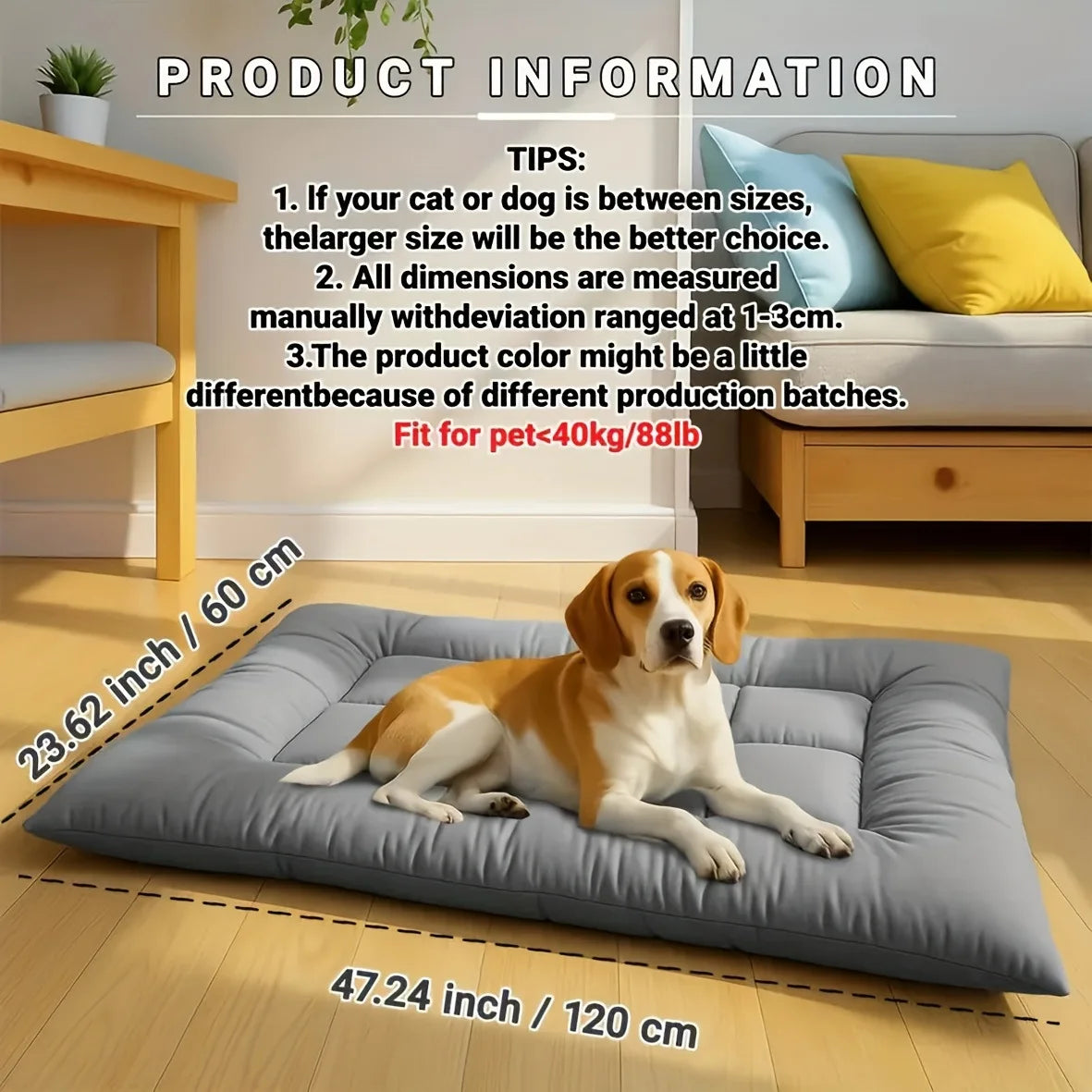 Super Large Summer Cooling Pad Dog Sofa Bed, Super Soft Thick Polyester Pet Pad Anti-slip Bottom Dog Bed Dog Beds Oasis Select