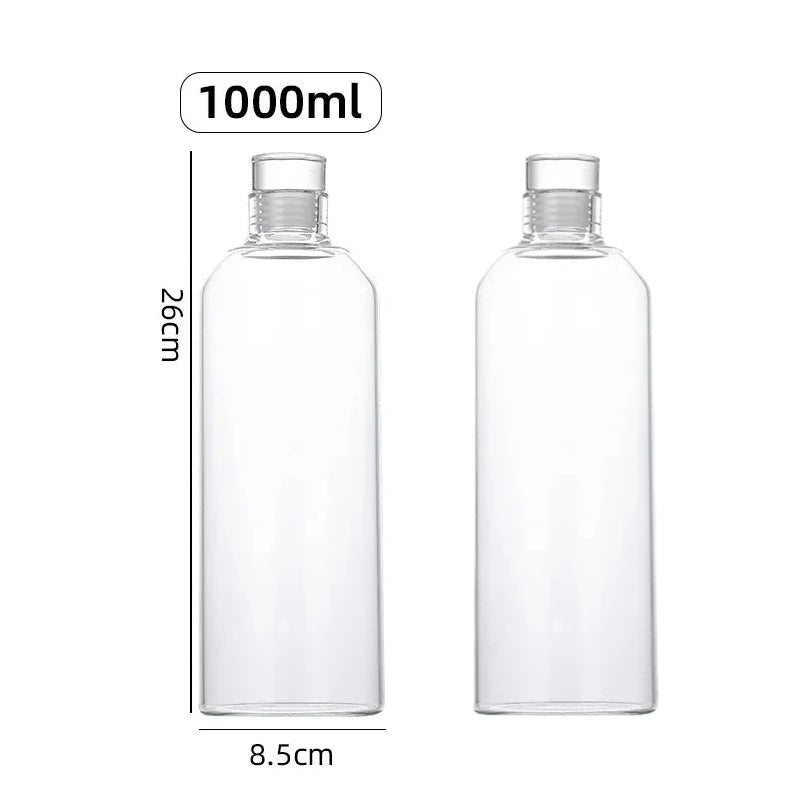 2Pcs Borosilicate Transparent Glass Cup No Scale Portable Leak-Proof Water Bottle, for Coffee, Juice, Milk, Tea, Other Beverages Oasis Select 1000ml-2Pcs 300ML-1000ML