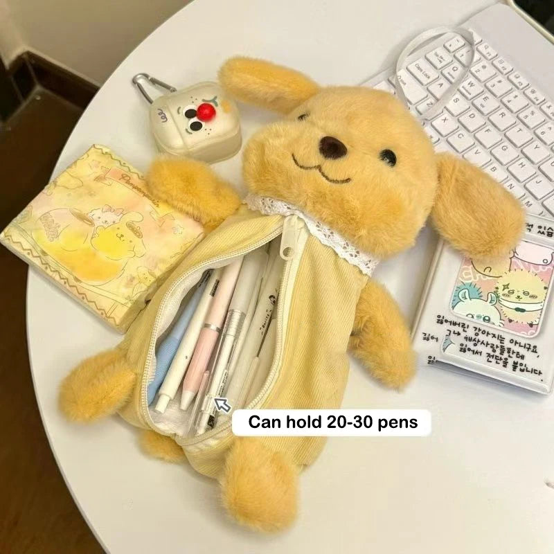 1Pcs Cute Plush Pen Bag Cartoon Doll Pencil Case Large Capacity Stationery Organizer Students Oasis Select A