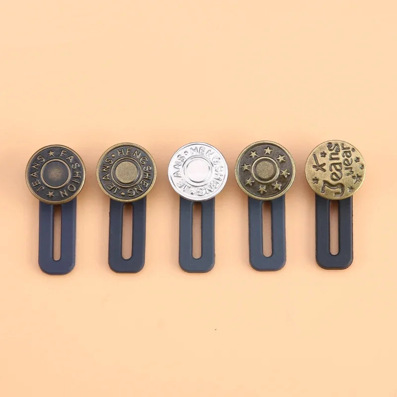 5/10pcs Metal Button Extender Perfect To Any Jeans Pants Free Sewing Retractable Jeans Waist Button Extended Buckles Fixing Kit Oasis Select 5pcs