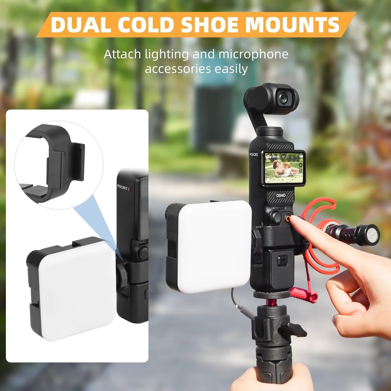 DJI Osmo Pocket 3 Extension Adapter & Dual Cold Shoe Mount