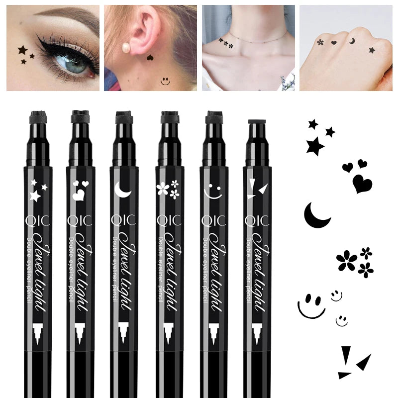 QIC Dual-Tip Stamp Eyeliner Pen – Heart, Moon & Star