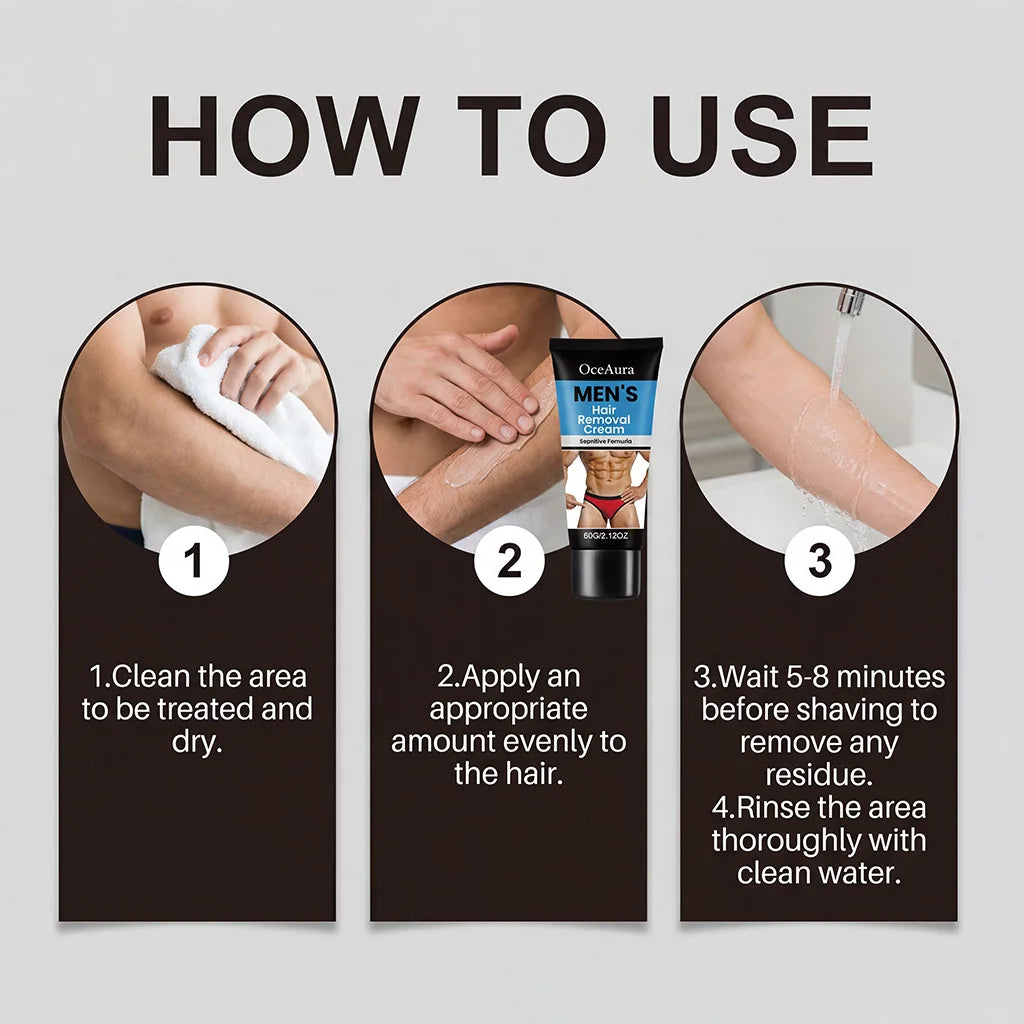 OceAura Men's Hair Removal Cream – Smooth & Moisturized Skin Hair Removal Cream Oasis Select
