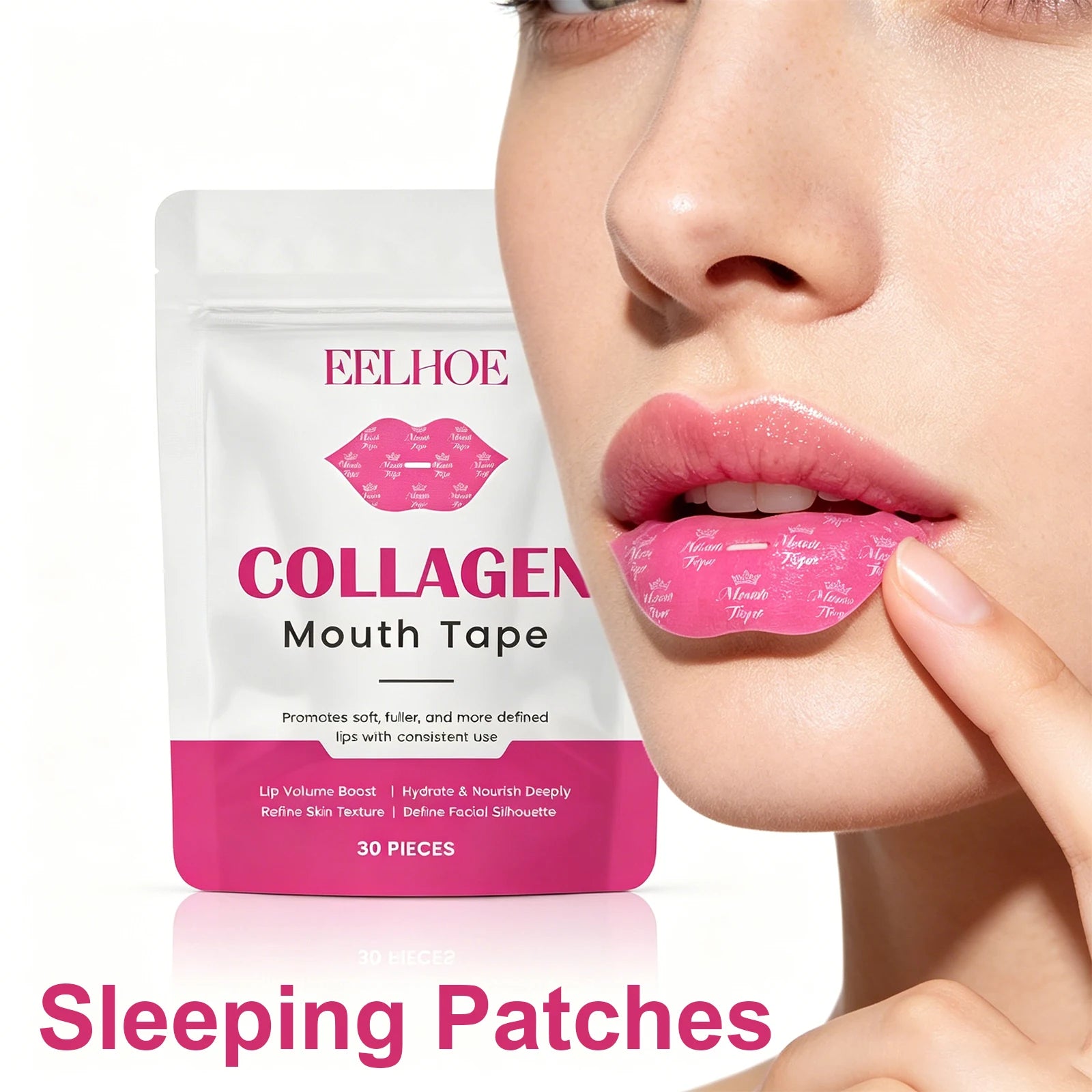 Mouth Tape Lip Care Sleeping Patch Hydrating Moisturizing Collagen Hyaluronic Acid Soft Breathable Lips Night Mask 30 Patches Oasis Select