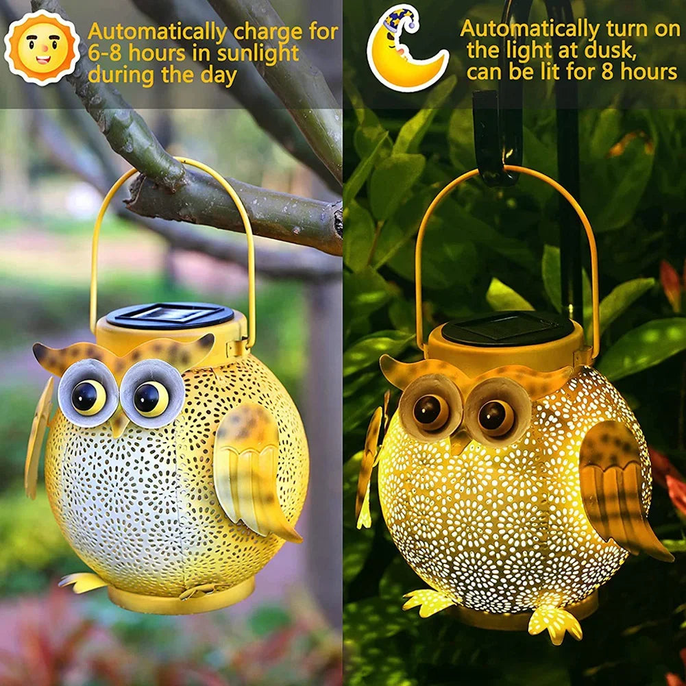 Hanging Solar Owl Lantern – Iron Art Outdoor Garden Light Solar Garden Lantern Oasis Select