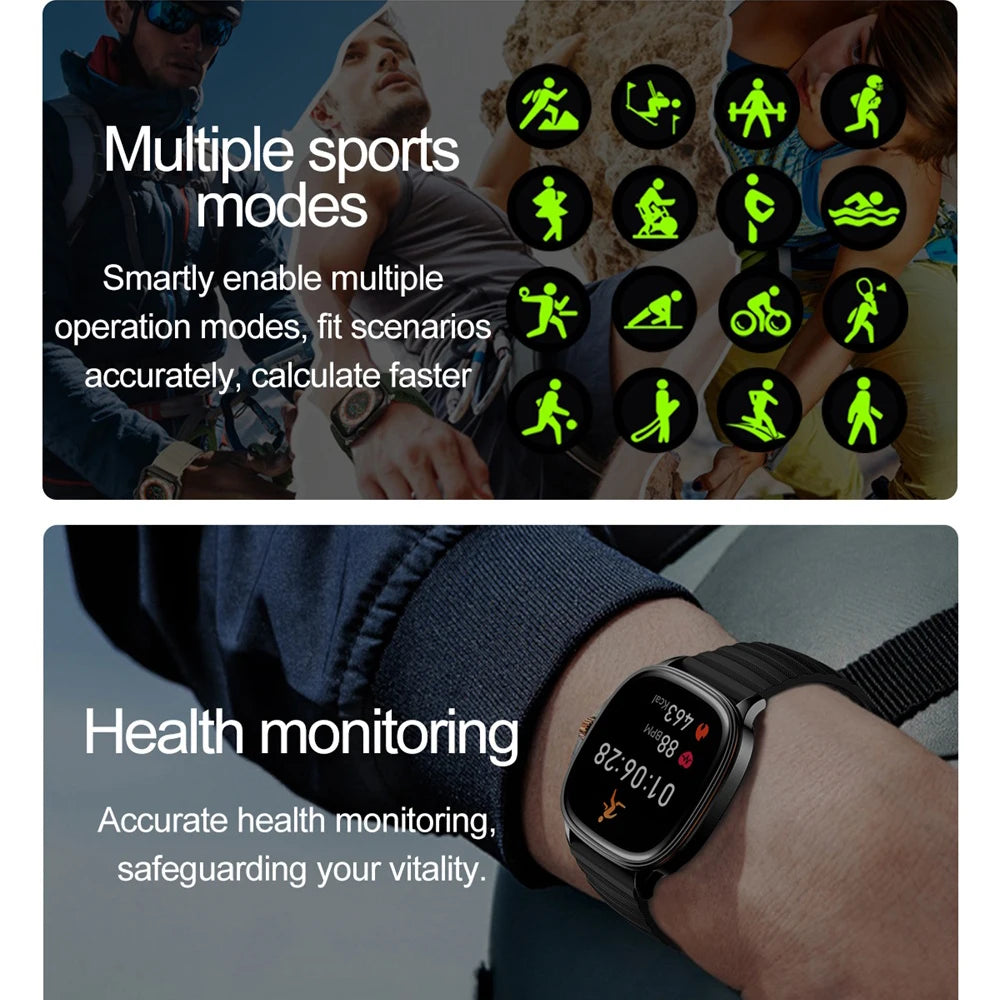 1.73-inch Square AMOLED Screen Smartwatch Man Woman Sports Fitness Tracker Call Smart Watch IP68 Waterproof Voice Assistant NFC Oasis Select