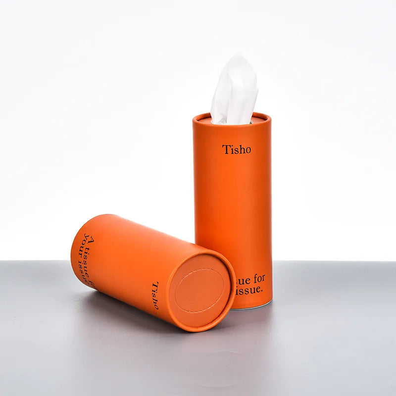 Car tissue tube Solid color tissue tube Original wood pulp Fashion restaurant 4s shop Napkin cylinder paper drawing Oasis Select Orange 10pcs