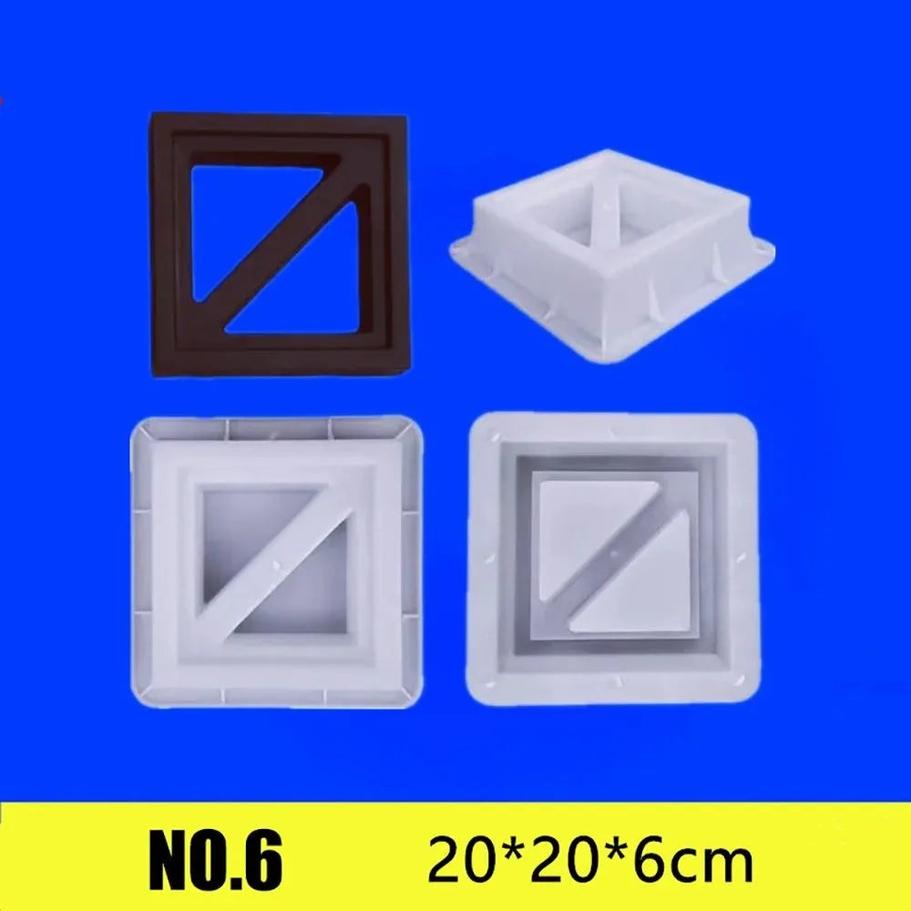 Plastic Hollow Brick Mold 20*20*6cm Square Wall Brick Mould 3D Carving Anti-Slip Cement Antique Brick Mold Garden Wall Oasis Select 6
