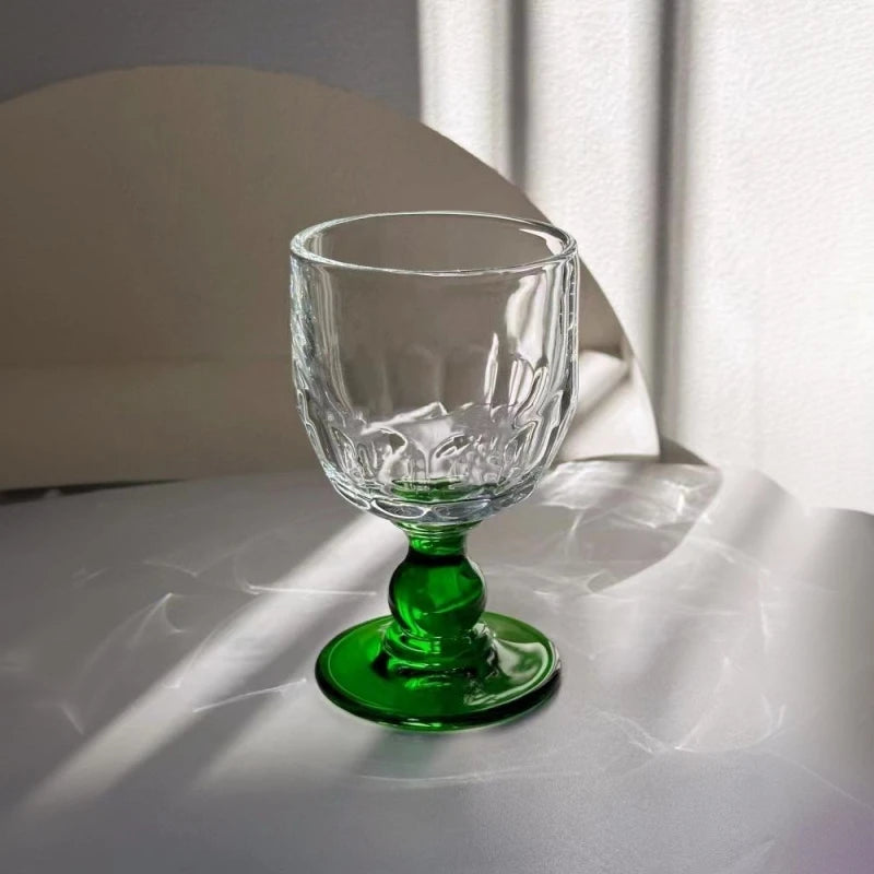 Irregular Wine Glass Vintage Low Leg Drink Coffee Cup Green Cocktail Fruit Glass for Home Ins Drink Mug Red Wine Ripple Cup Oasis Select