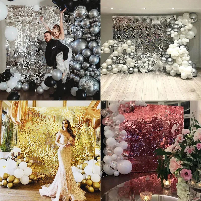 Square Foil Fringe Curtain Backdrop – Party & Wedding Decor