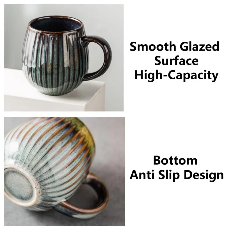 500ml Creative Personality Mug Breakfast Cereal Milk Cute Ceramic Cup Daily Household Large-capacity Retro Coffee Cup Oasis Select