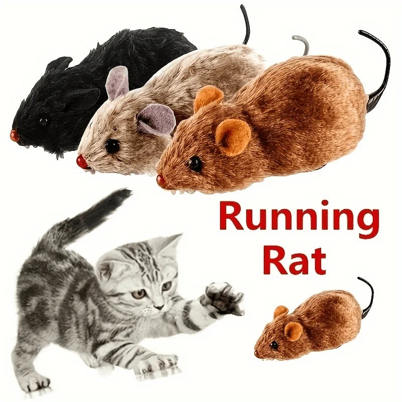 1pc Durable Interactive Clockwork Mouse Toy - Running Rat Plush for Cats & Small Dogs, Battery-Free, All Breed Sizes Oasis Select