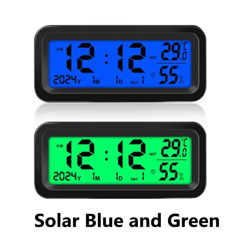 LCD Digital Solar/USB Car Clocks Power Dashboard Thermometer Automotive Electronic Temperature Humidity Gauge Automobiles Clock Oasis Select