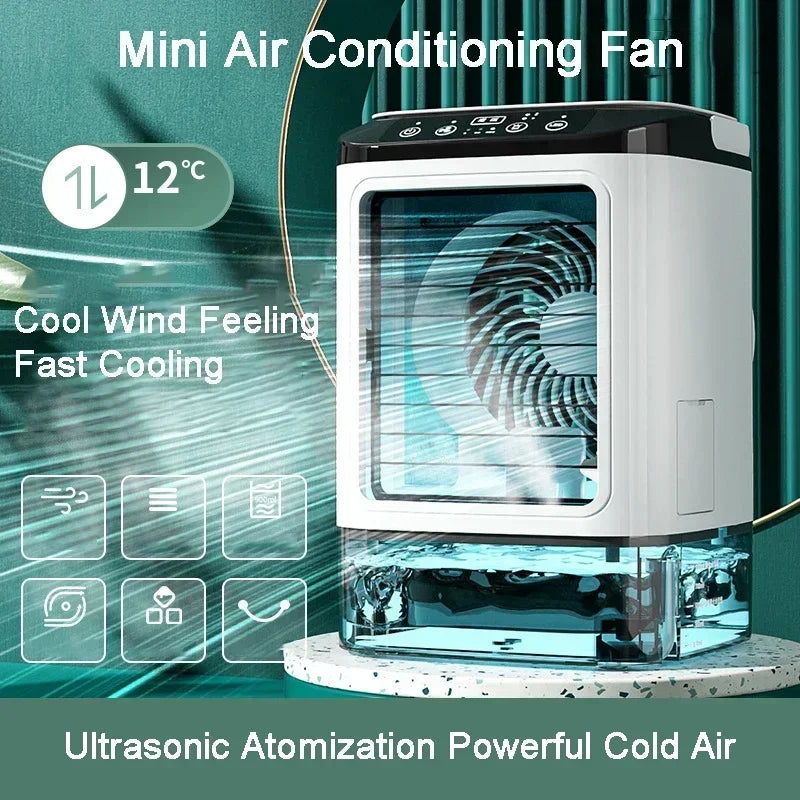 Portable Desktop Air Cooler Fan | Dual Spray & Night Light