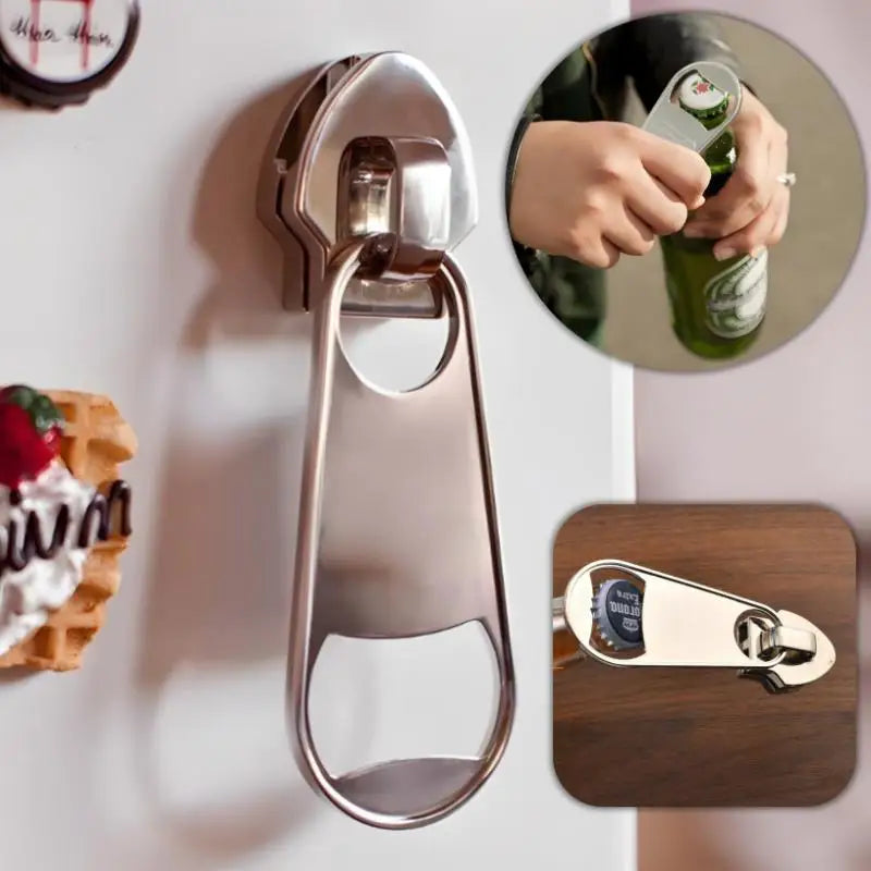 Large Zipper-Shaped Magnetic Beer Bottle Opener Refrigerator Magnet Functional Home Decorative Item Creative Oasis Select