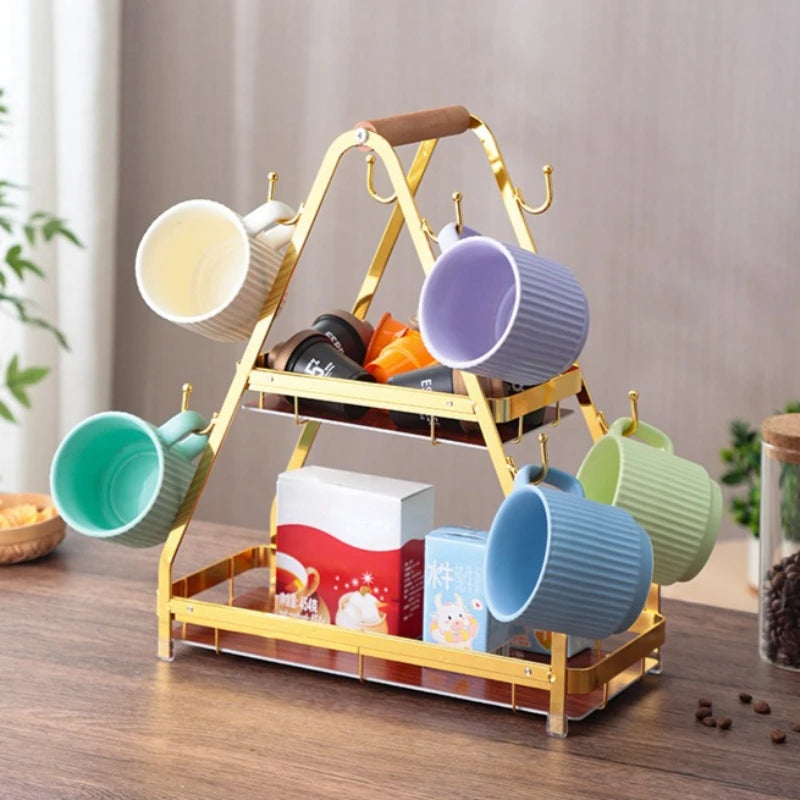 Mug hanger glass water cup rack kitchen living room desktop storage rack hook coffee cup holder Oasis Select