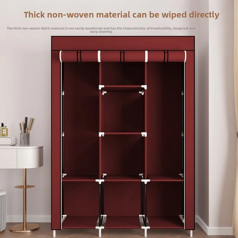 Multi-functional Simple wardrobe dormitory rental e****my bedroom storage large capacity combination non-woven wardrobe Durable Oasis Select