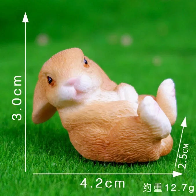 White Hare Dollhouse Ornament Easter Decoration Resin Bunny Statue Miniature Rabbit Figurine Micro Landscape Fairy Garden Oasis Select 03 brown